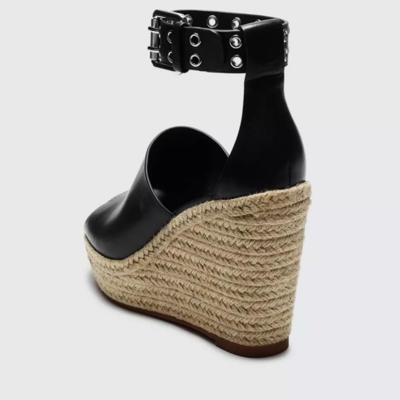 NEW Rag and Bone Anteros Black Espadrille Wedge Leather Sandals Size 8.5 - Picture 9 of 10